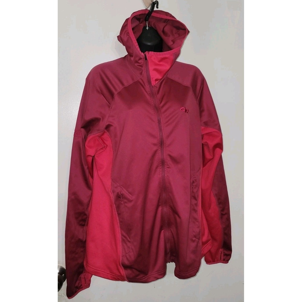 Outdoor Research Womens XL Centrifuge‎ Jacket Red?Full Zip Hooded Waffle Grid